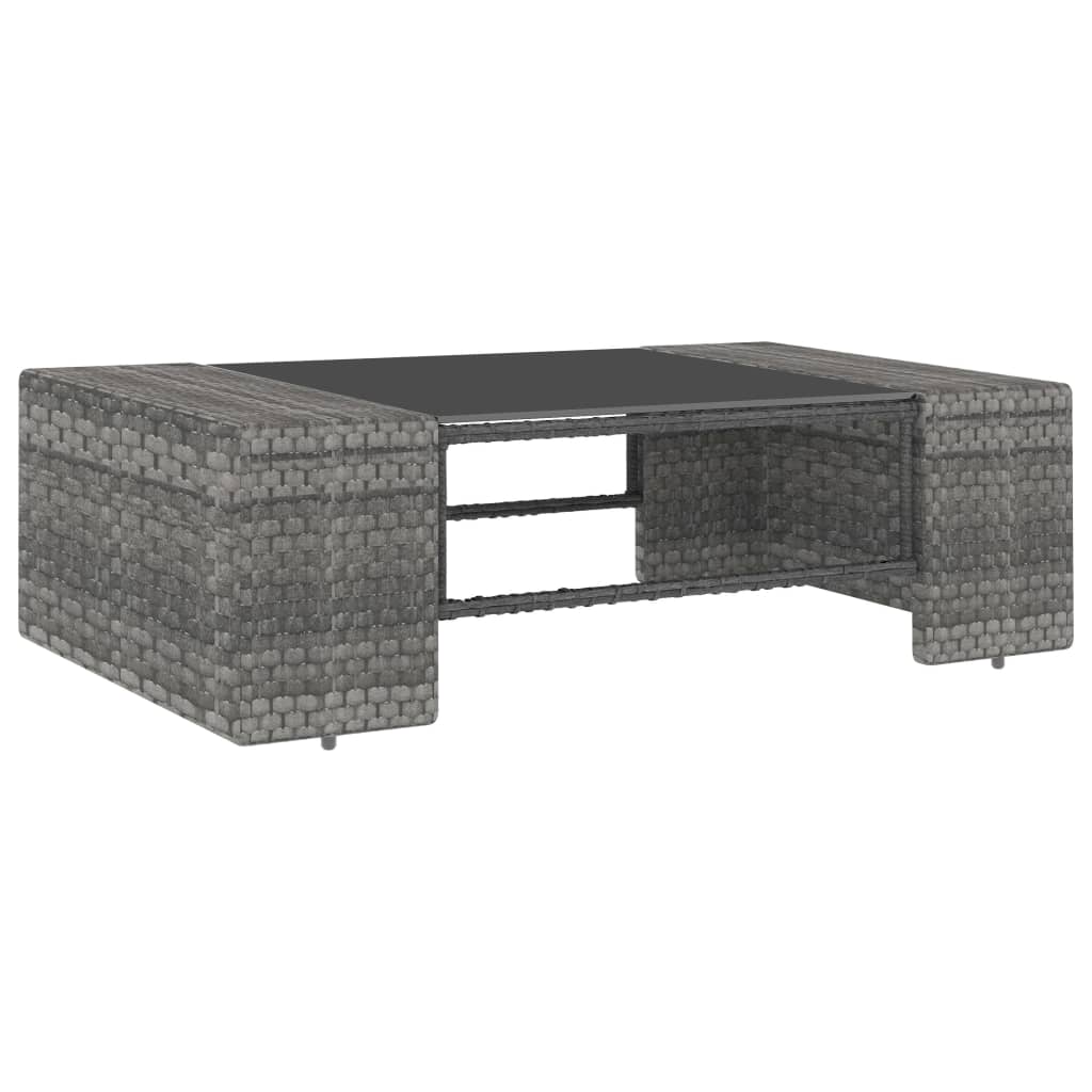 7-delige Loungeset poly rattan grijs