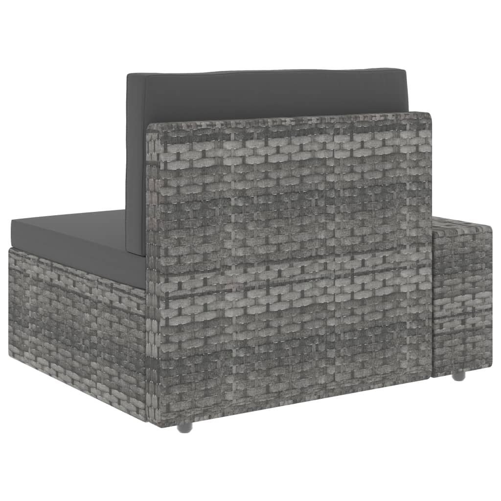 7-delige Loungeset poly rattan grijs