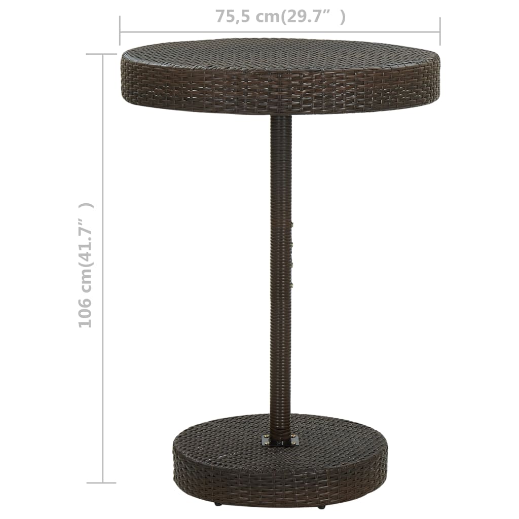 Table de jardin 75,5x106 cm poly rotin