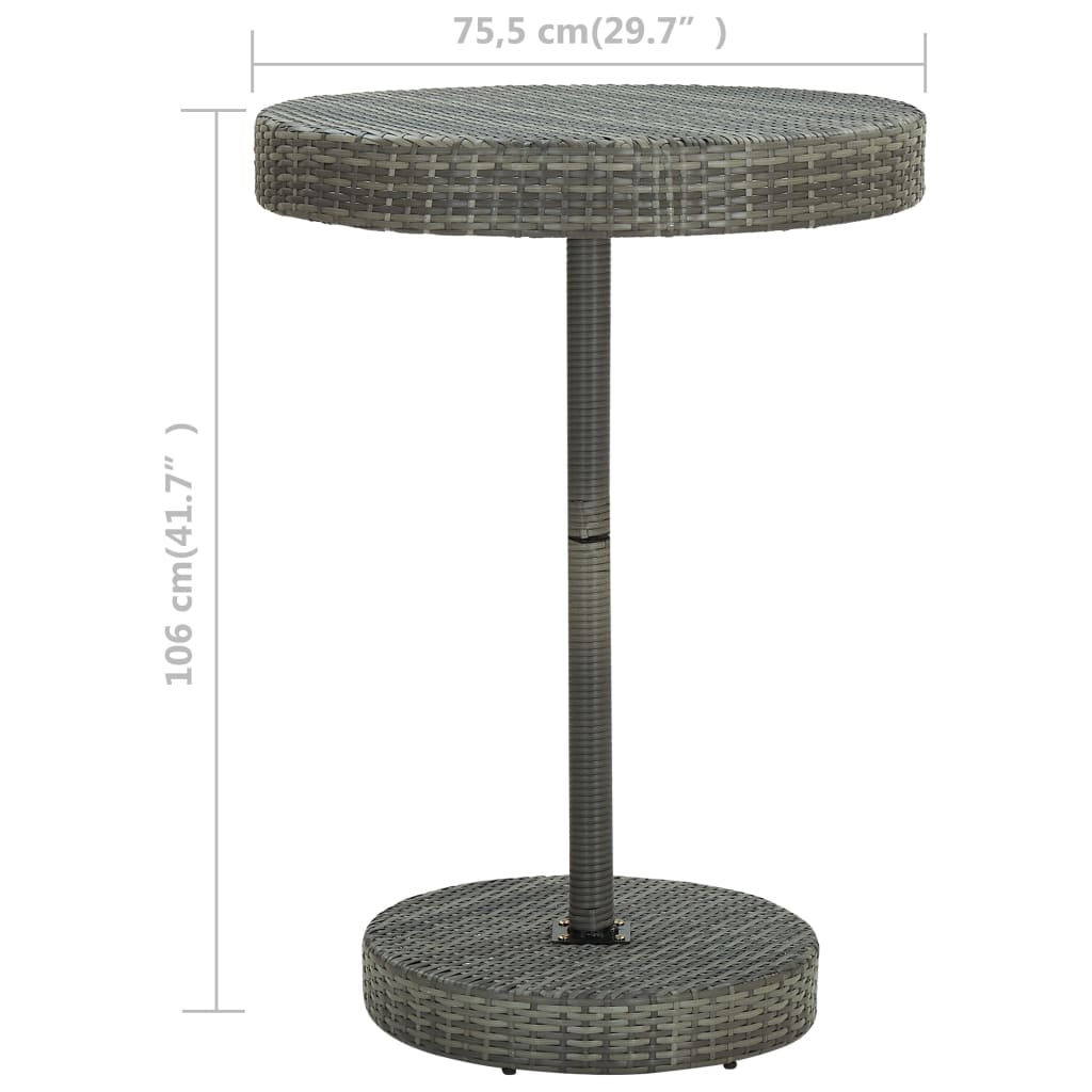 Table de jardin 75,5x106 cm poly rotin