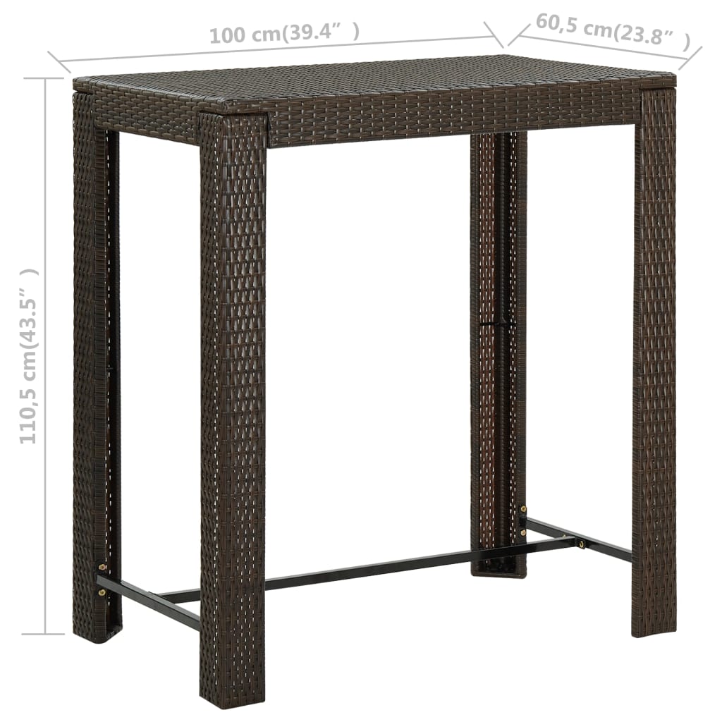 Tuinbartafel 60,5x60,5x110,5 cm poly rattan