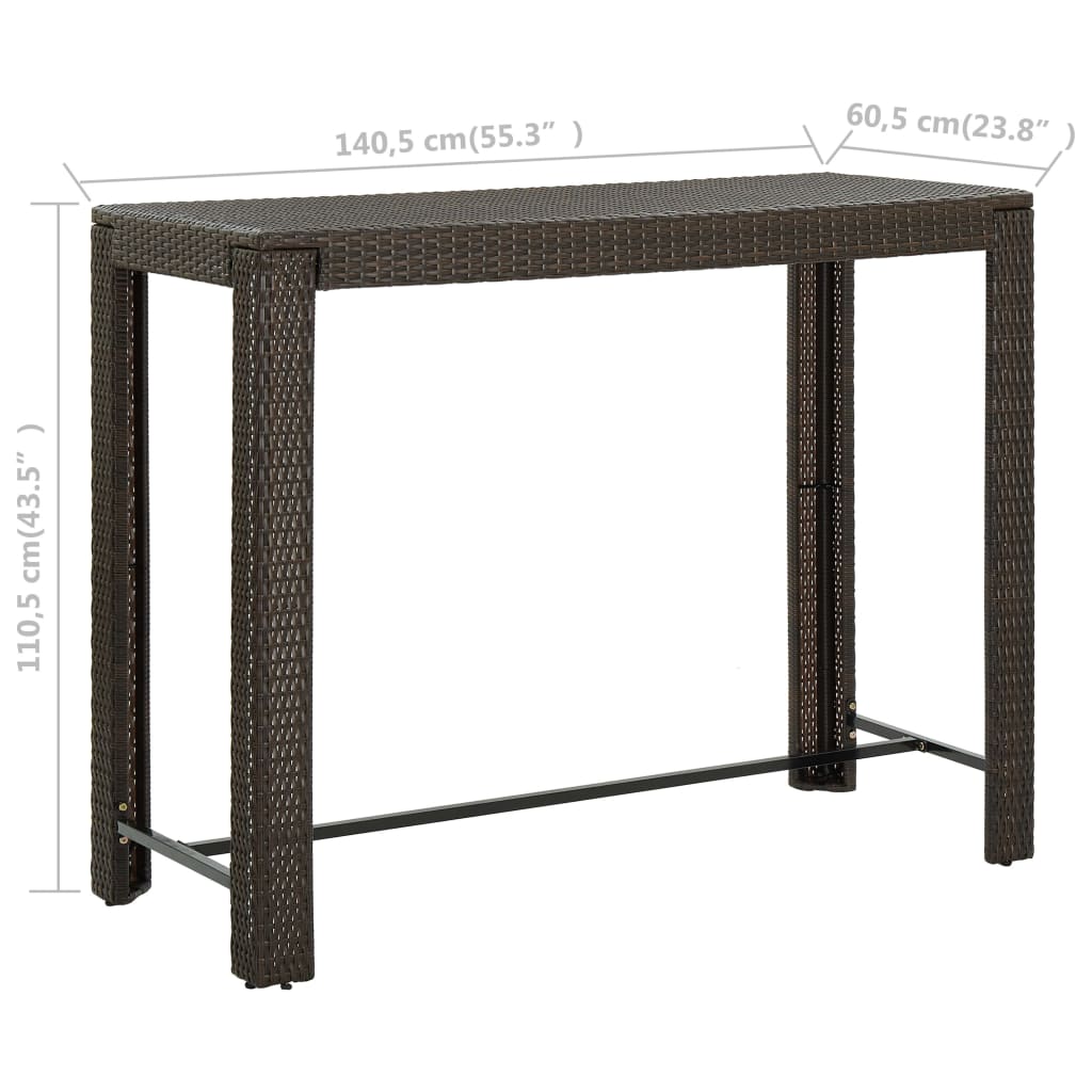 Table de bar de jardin 60,5x60,5x110,5 cm poly rotin