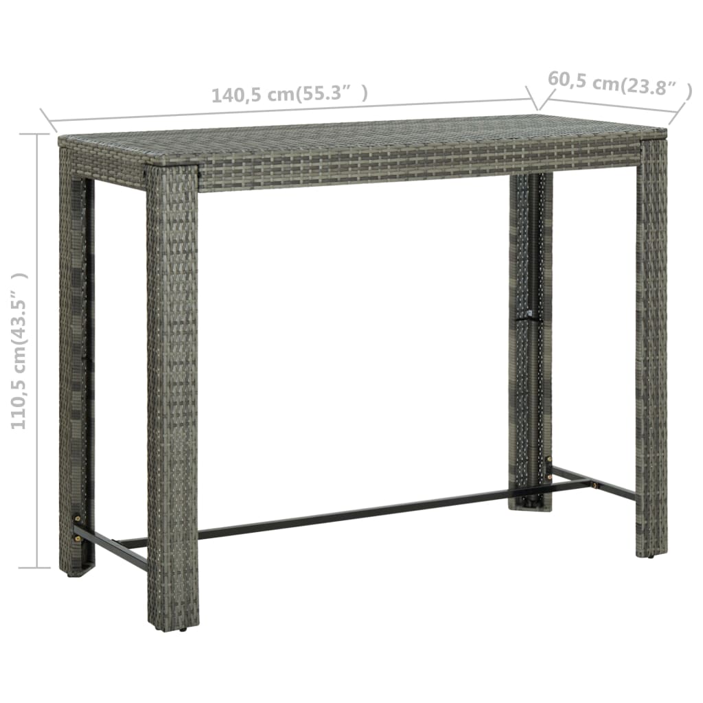 Table de bar de jardin 60,5x60,5x110,5 cm poly rotin