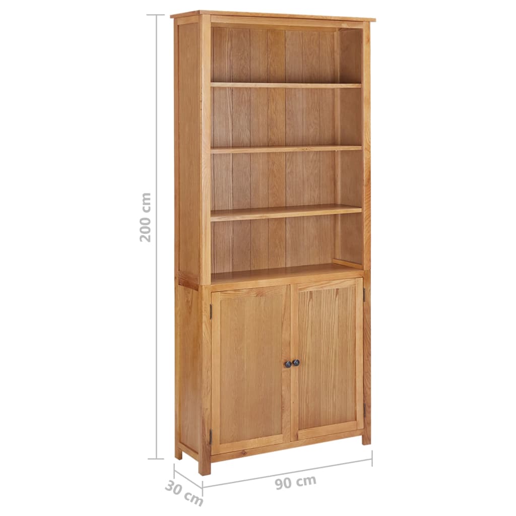 Boekenkast met 2 deuren 70x30x180 cm massief eikenhout