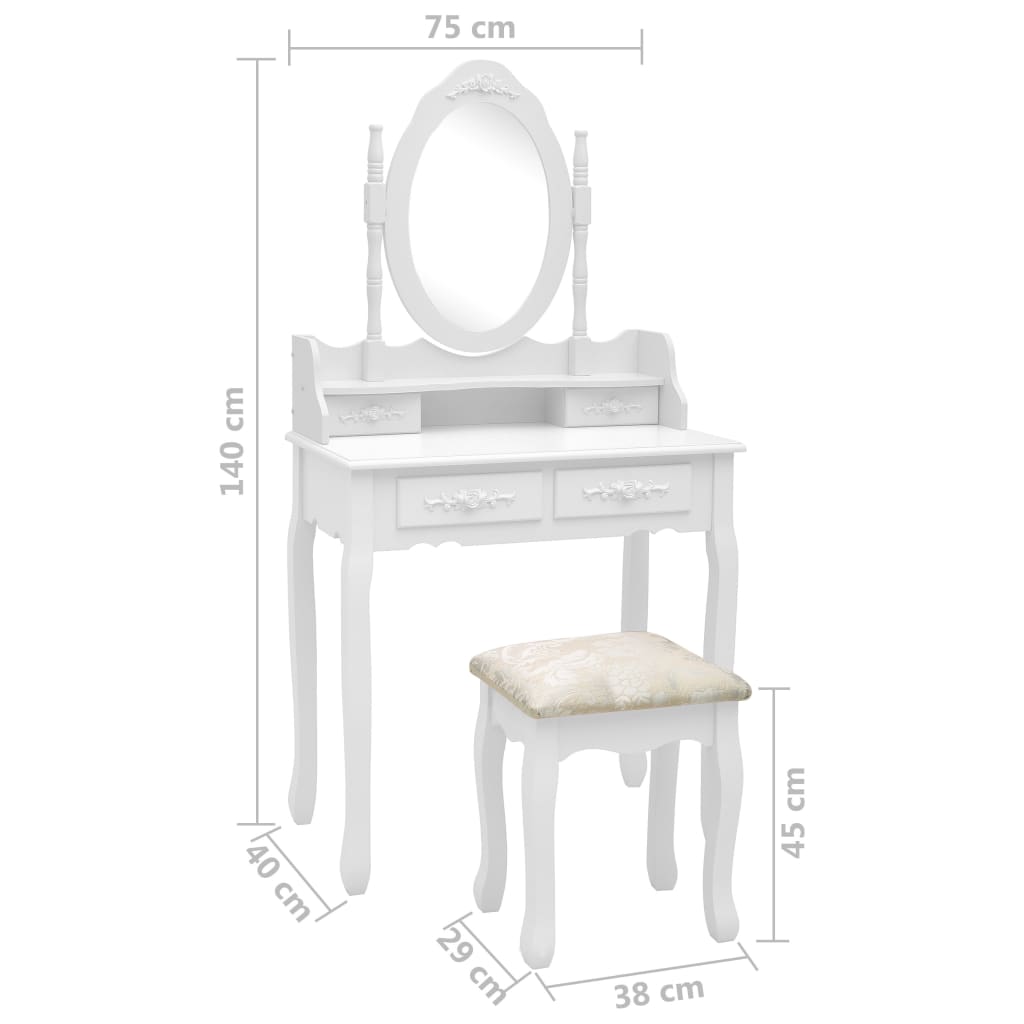 Kaptafelset met kruk 75x69x140 cm paulowniahout