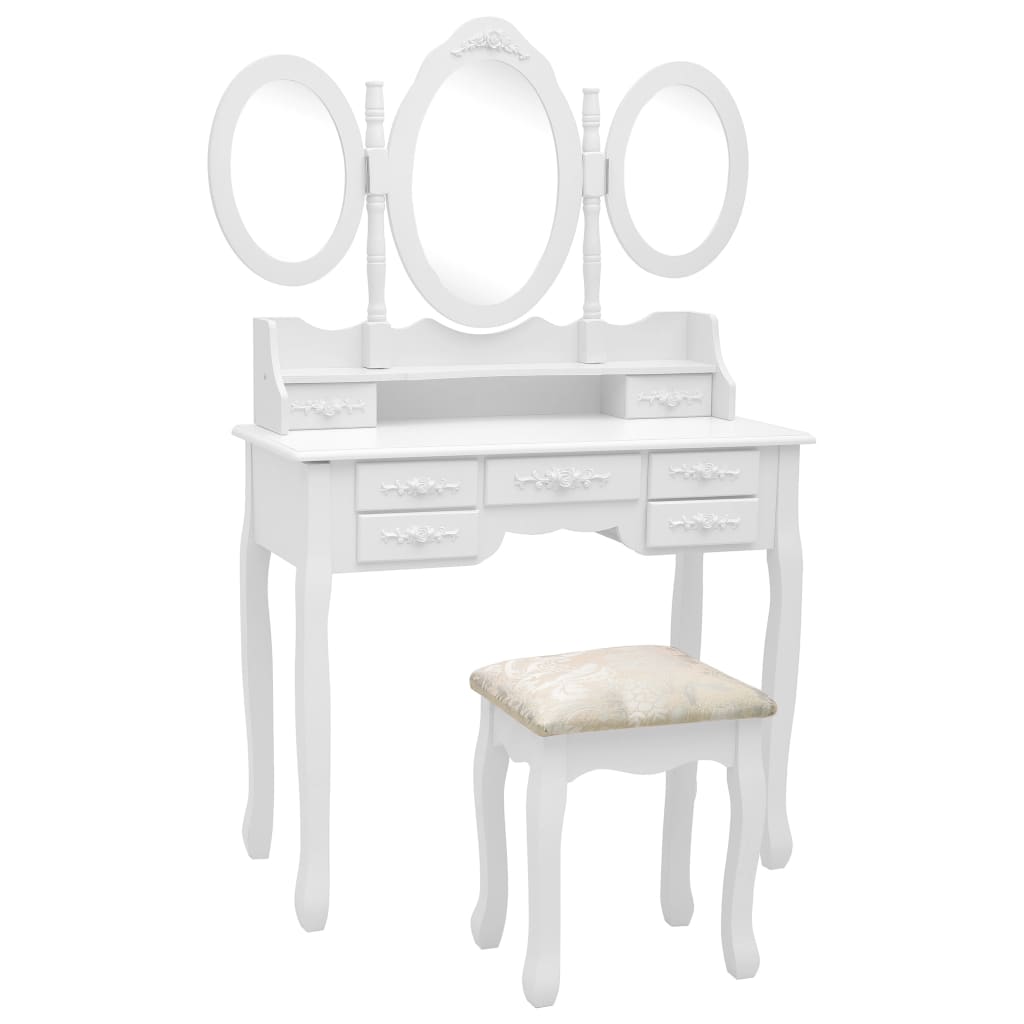 Coiffeuse avec tabouret et triple miroir