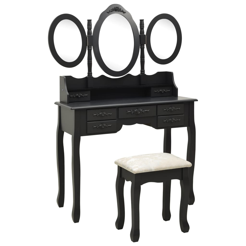 Coiffeuse avec tabouret et triple miroir