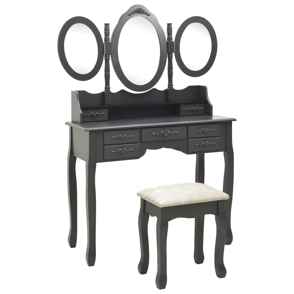 Coiffeuse avec tabouret et triple miroir