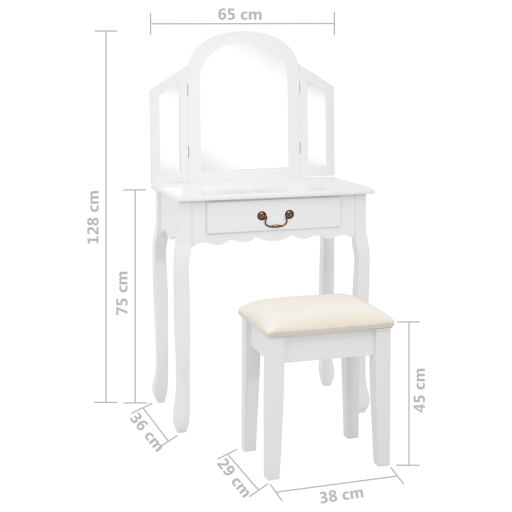 Kaptafel met kruk 65x36x128 cm paulowniahout MDF