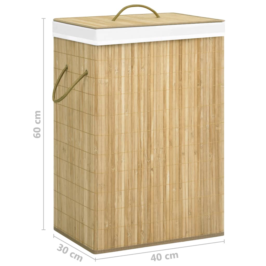 Panier à linge 2 compartiments 100 L bambou marron