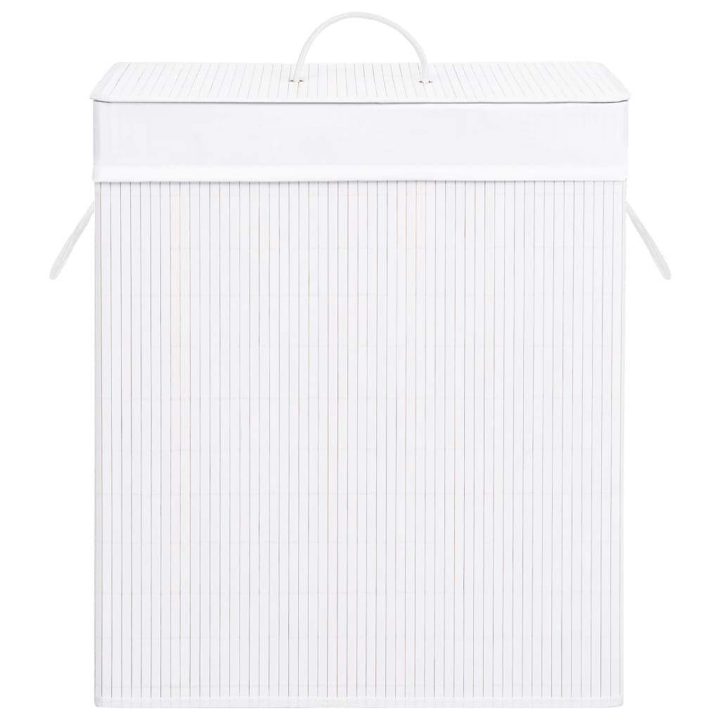 Panier à linge 2 compartiments 100 L bambou marron