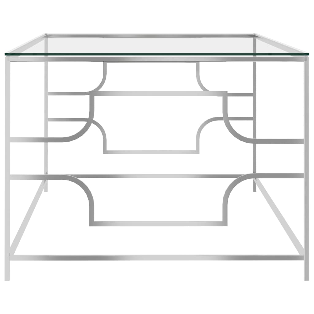 Salontafel 120x60x45 cm roestvrij staal en glas zilverkleurig