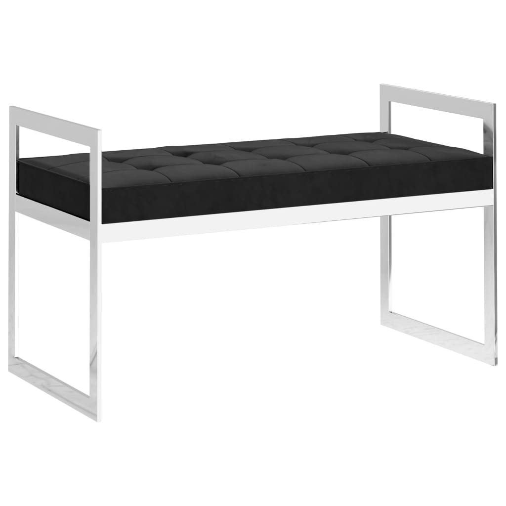 Banquette 97 cm velours et inox noir