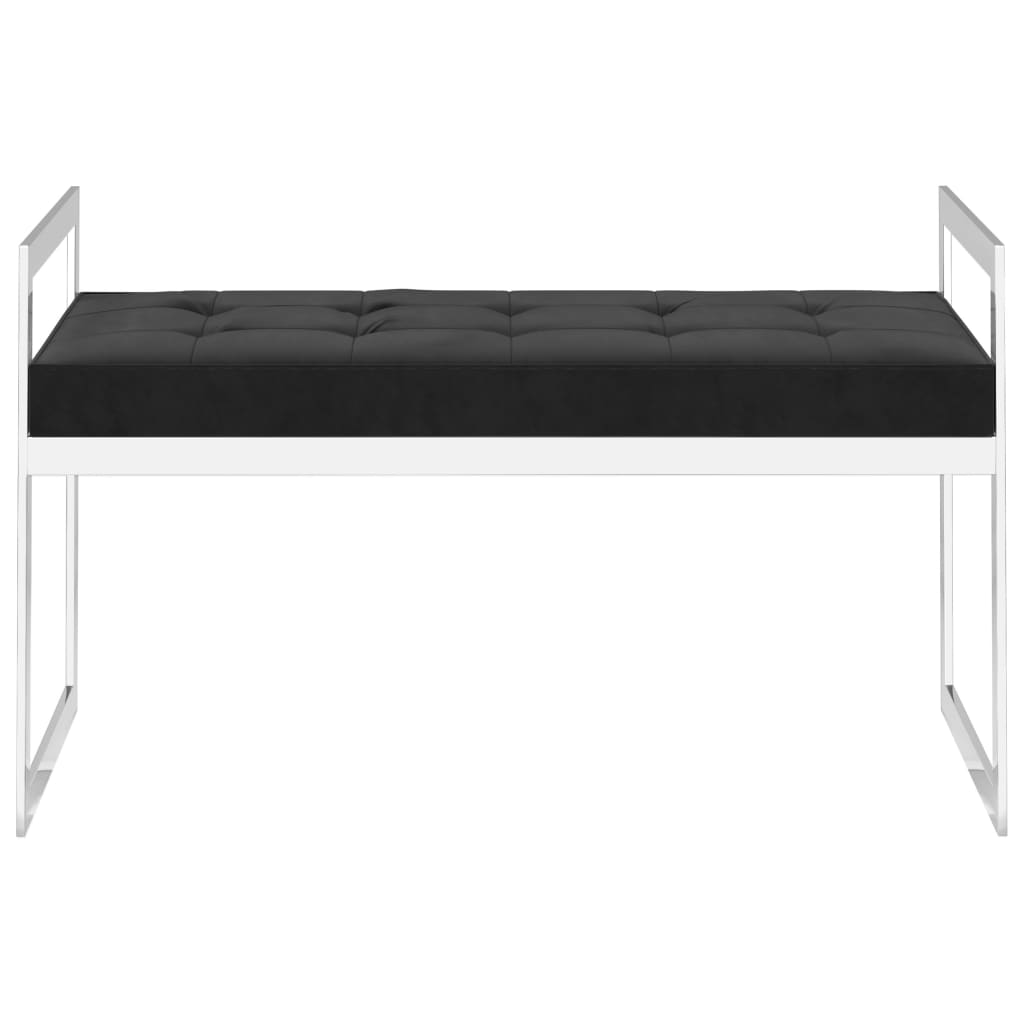 Banquette 97 cm velours et inox noir