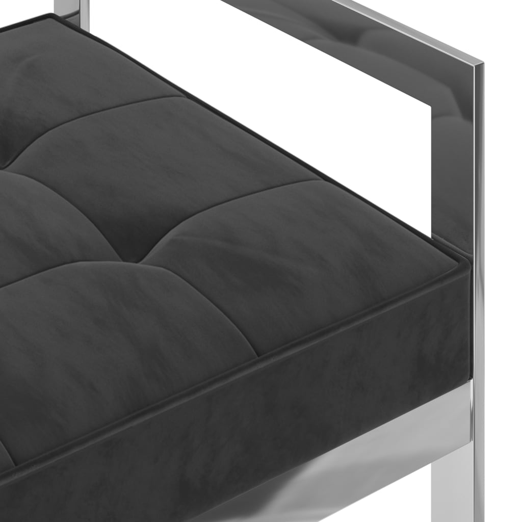 Banquette 97 cm velours et inox noir