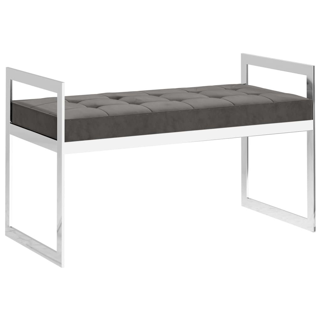 Banquette 97 cm velours et inox noir