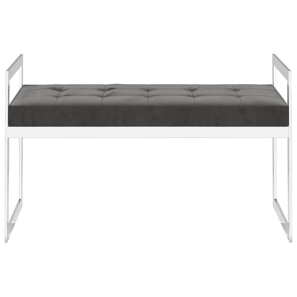 Banquette 97 cm velours et inox noir