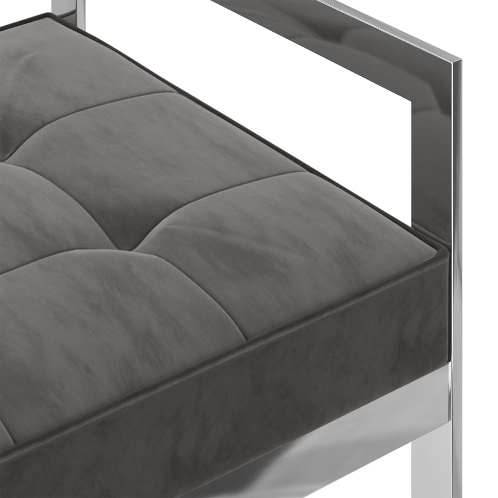 Banquette 97 cm velours et inox noir