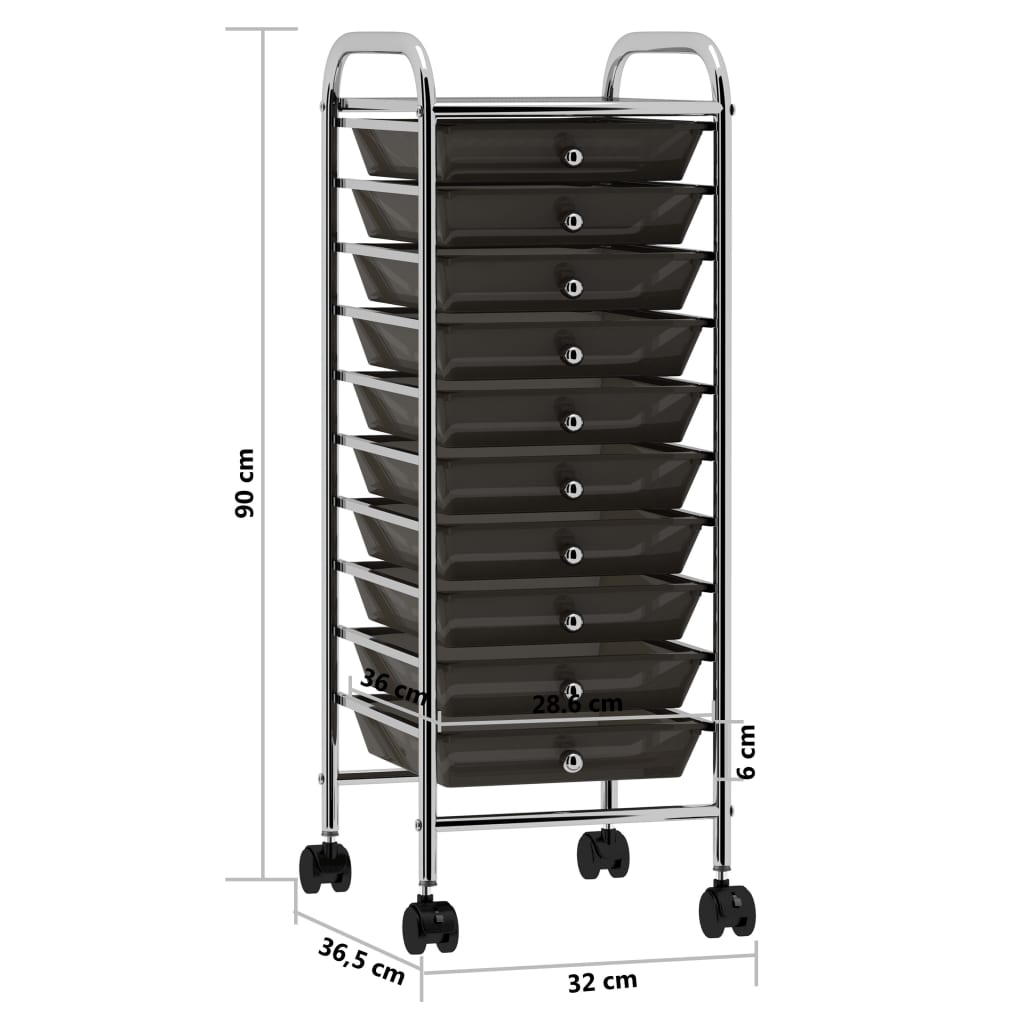 Opbergtrolley met 4 lades mobiel kunststof