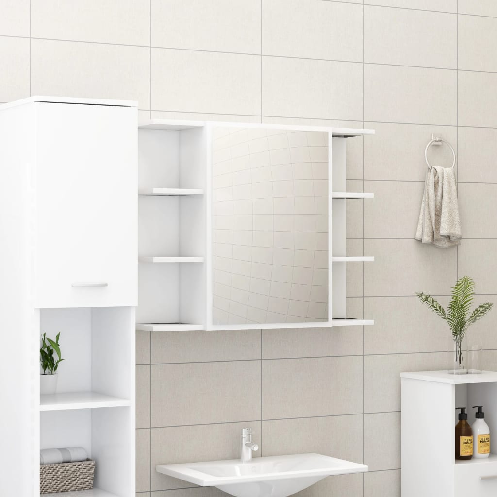 Armoire de toilette avec miroir 80x20,5x64 cm en bois travaillé