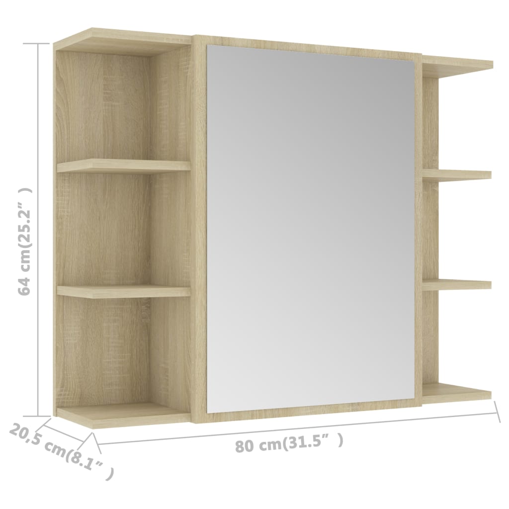 Badkamerspiegelkast 80x20,5x64 cm bewerkt hout