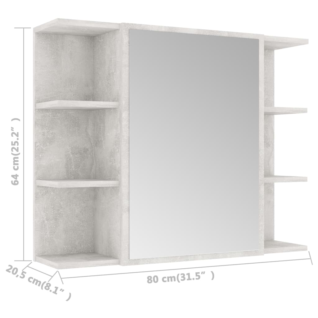 Armoire de toilette avec miroir 80x20,5x64 cm en bois travaillé