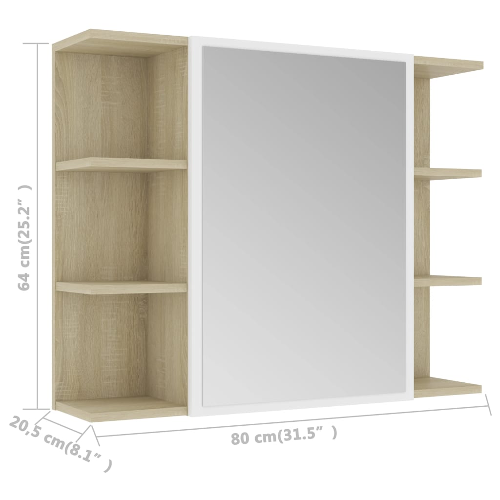 Badkamerspiegelkast 80x20,5x64 cm bewerkt hout