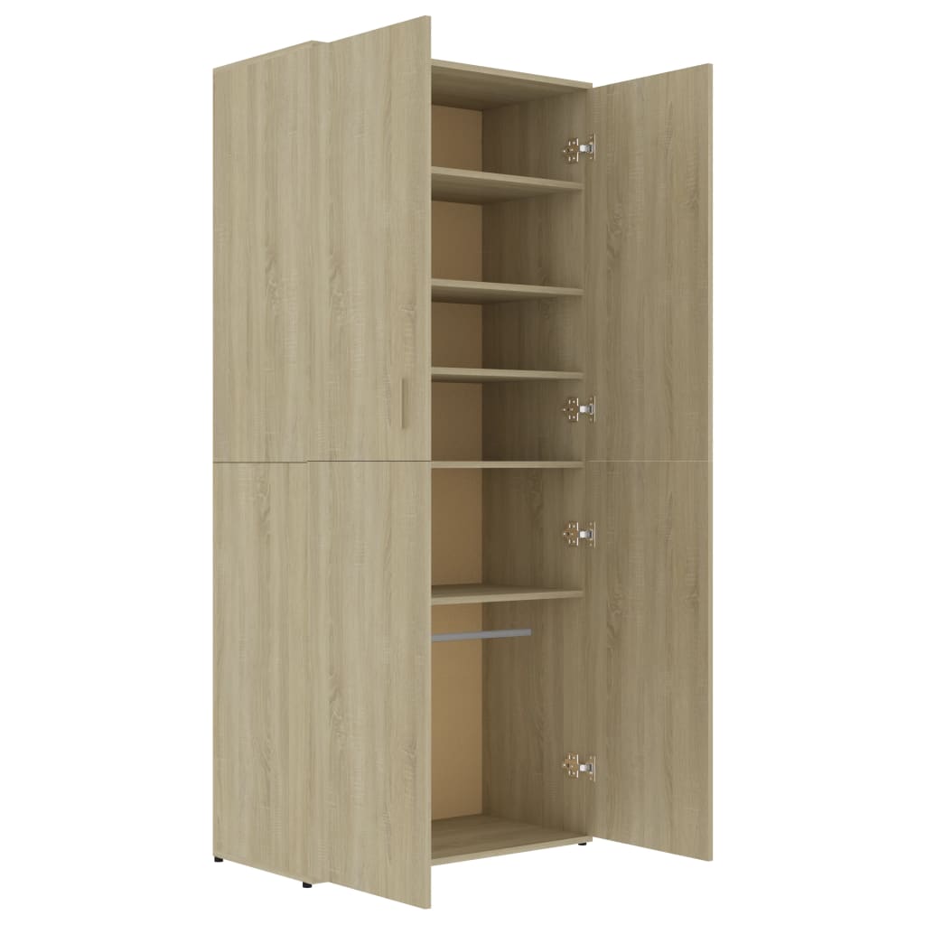 Schoenenkast 80x39x178 cm bewerkt hout