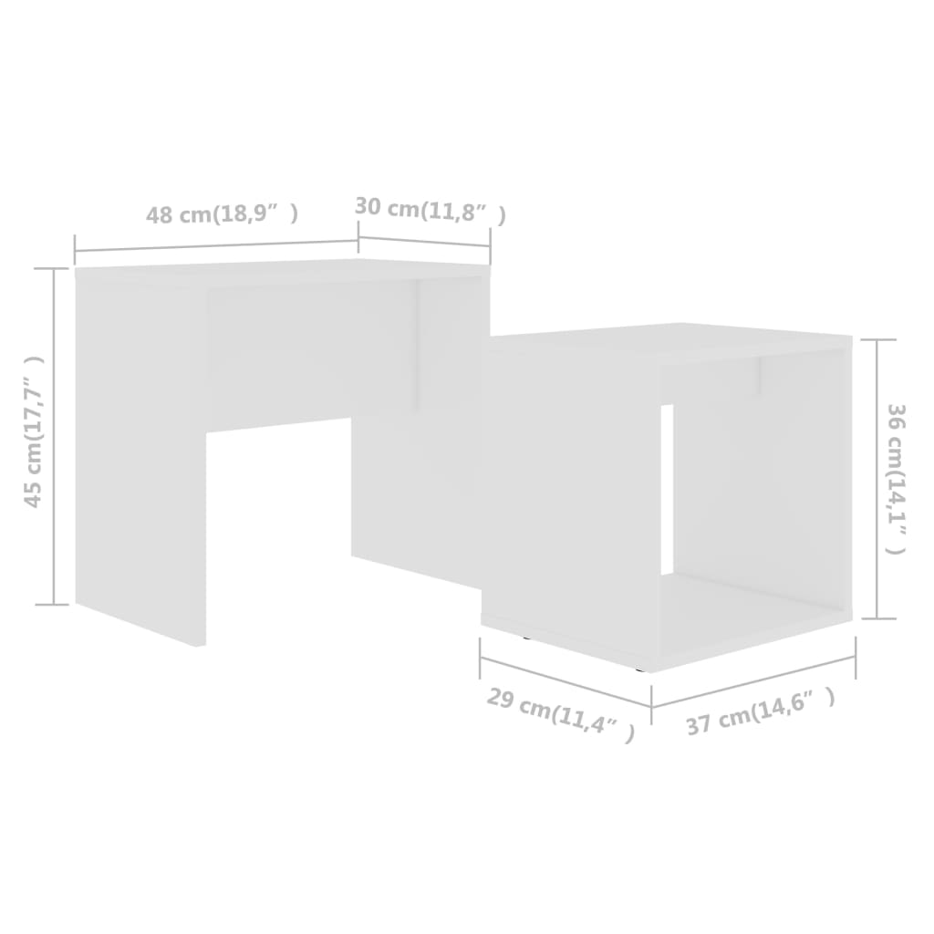 Ensemble table basse 48x30x45 cm en bois travaillé