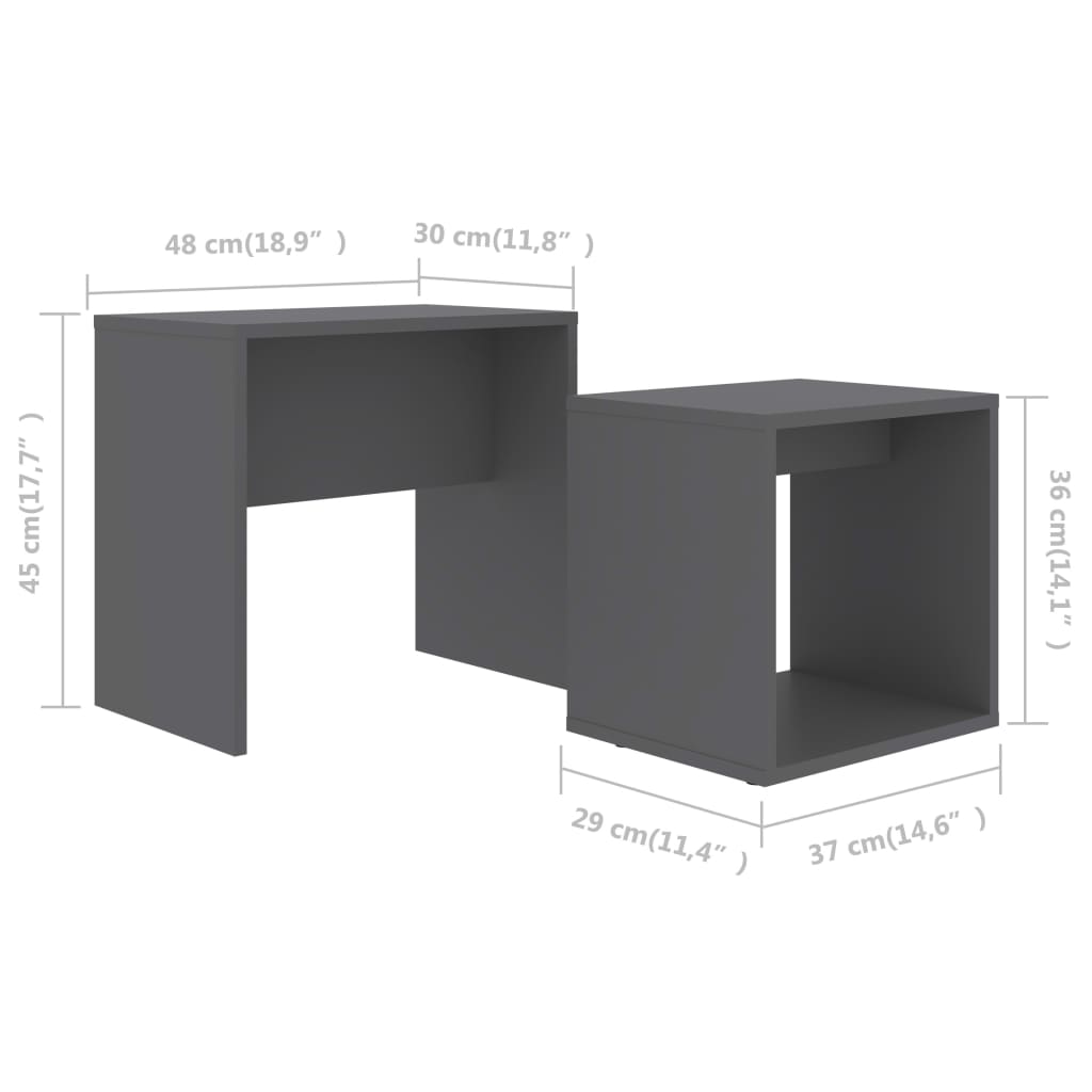 Salontafelset 48x30x45 cm bewerkt hout