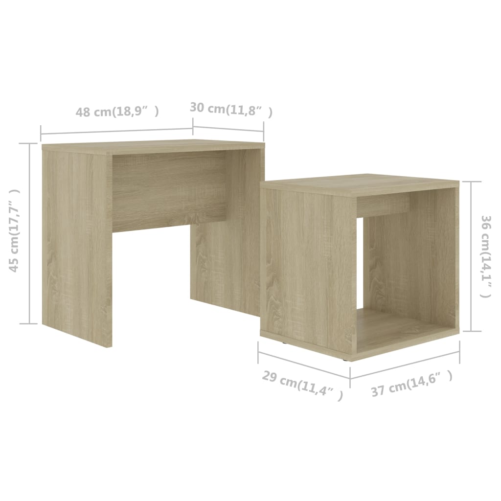 Ensemble table basse 48x30x45 cm en bois travaillé