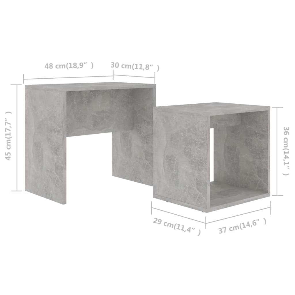 Ensemble table basse 48x30x45 cm en bois travaillé