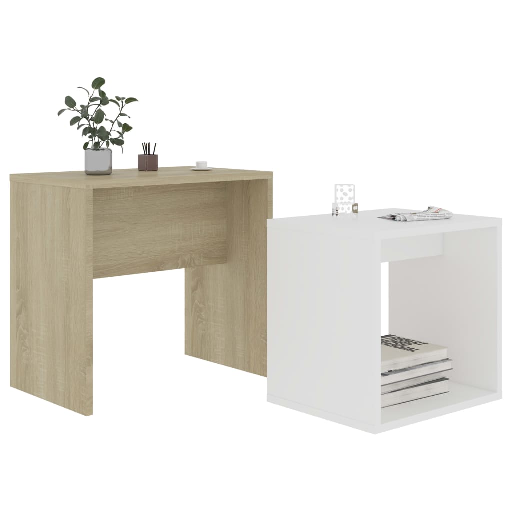 Ensemble table basse 48x30x45 cm en bois travaillé