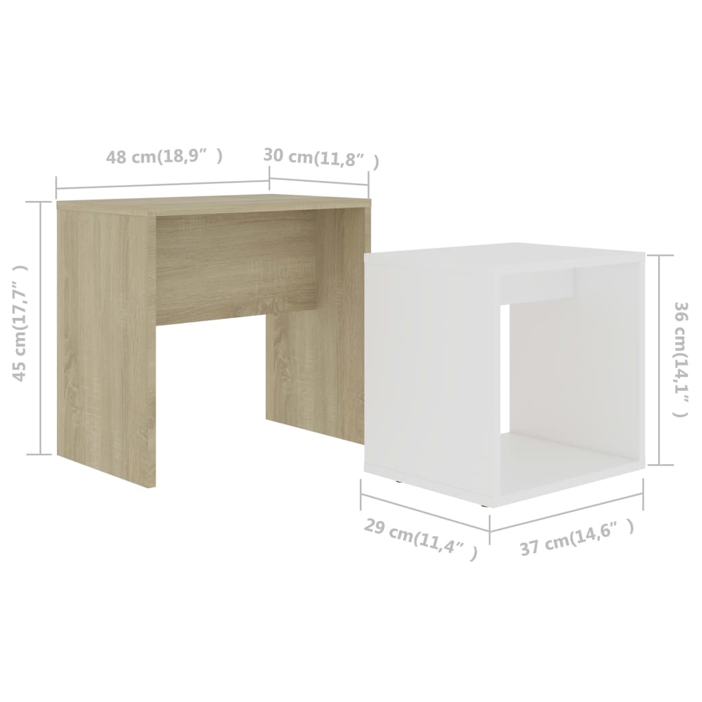 Ensemble table basse 48x30x45 cm en bois travaillé