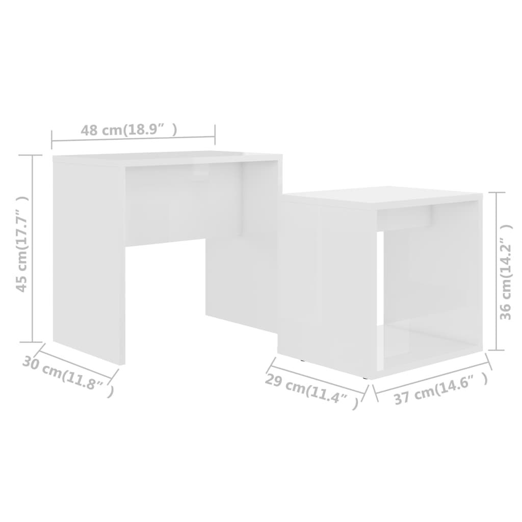 Ensemble table basse 48x30x45 cm en bois travaillé