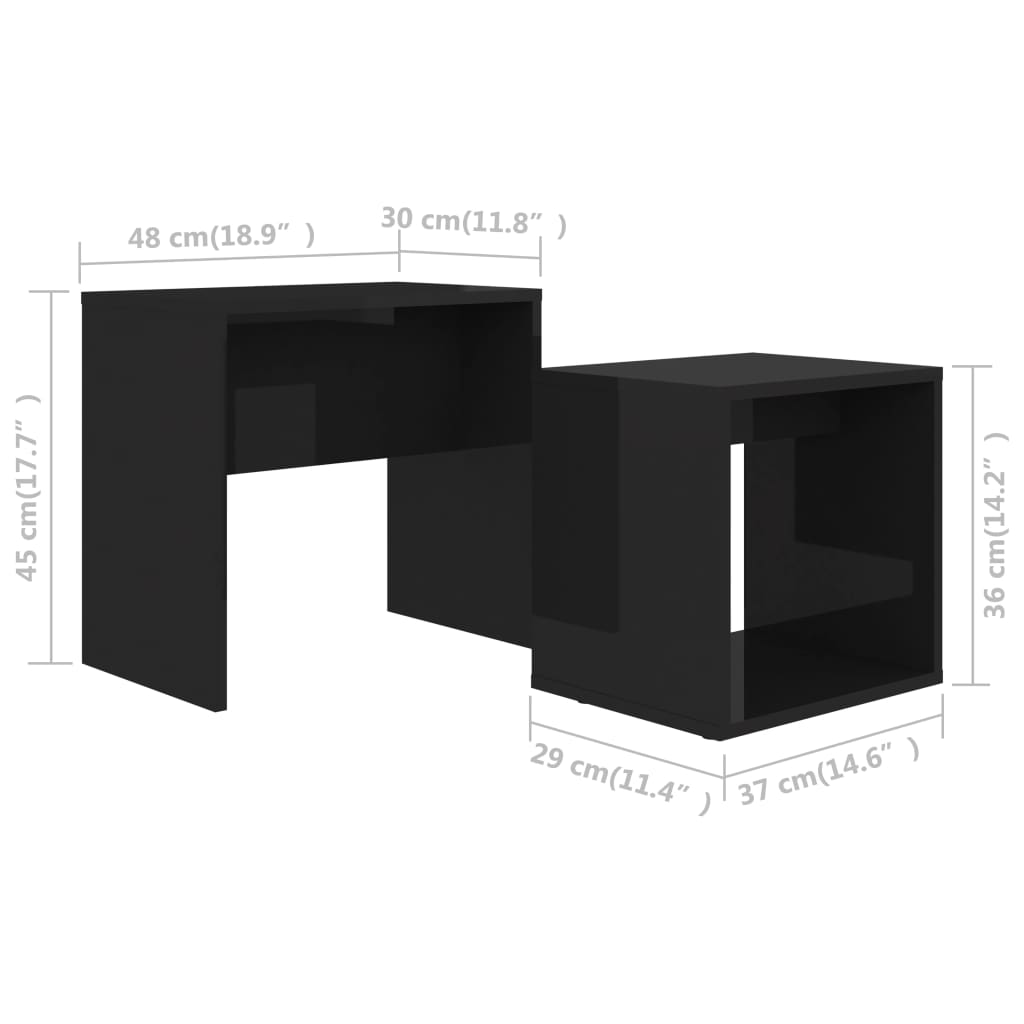 Ensemble table basse 48x30x45 cm en bois travaillé