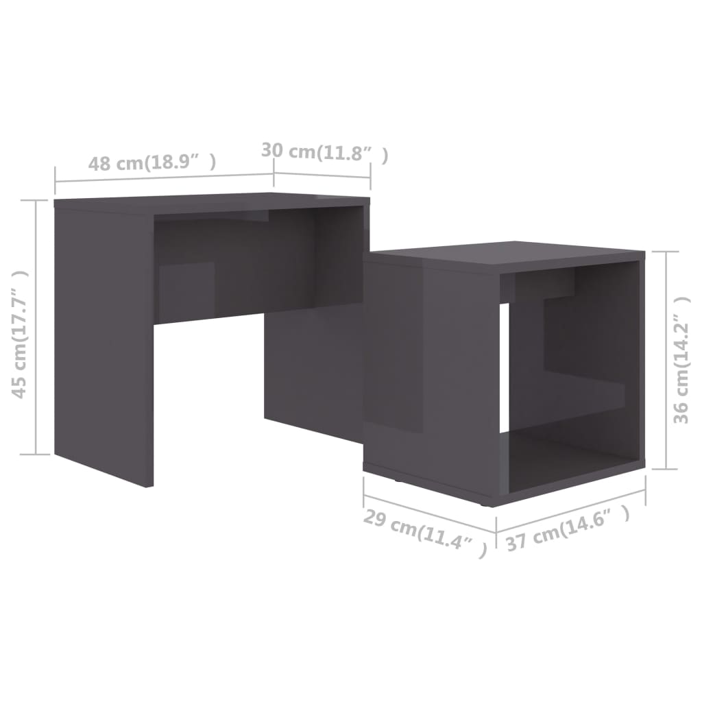 Salontafelset 48x30x45 cm bewerkt hout