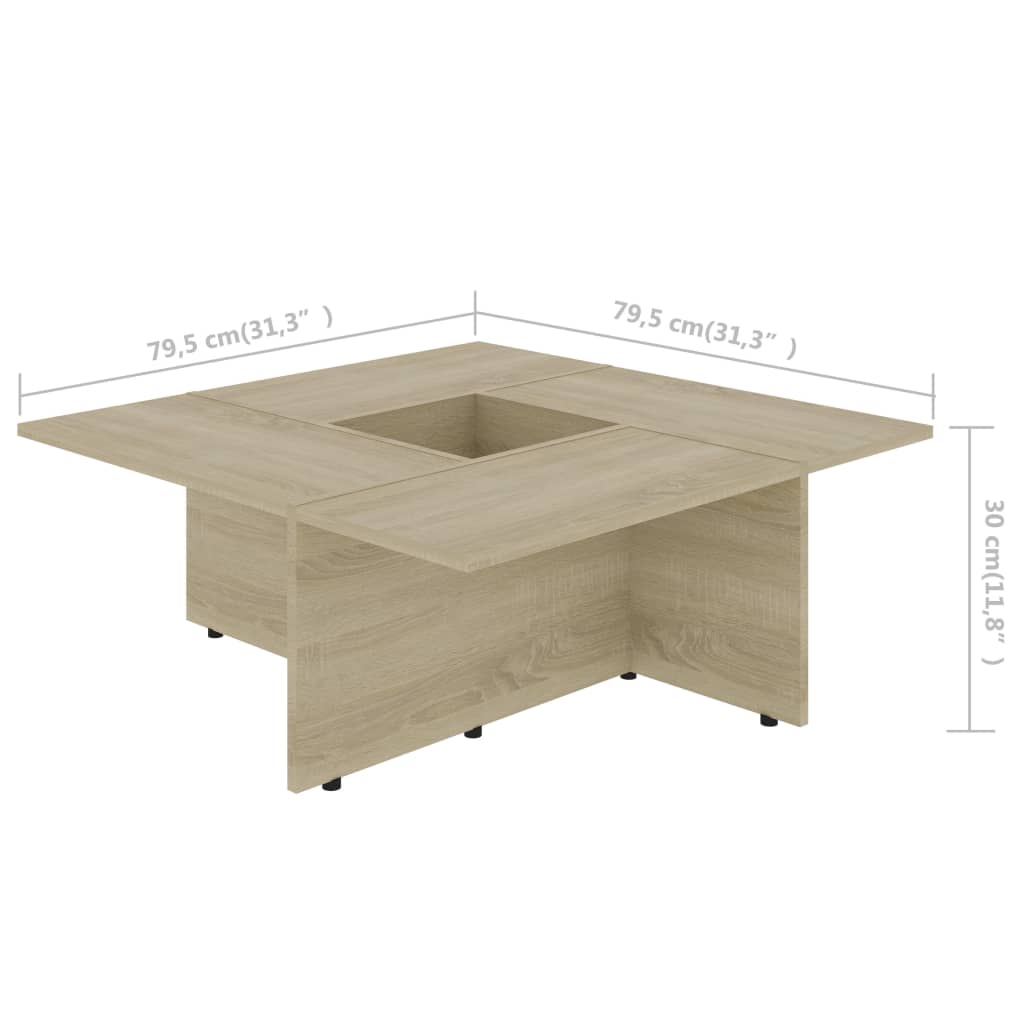 Salontafel 79,5x79,5x30 cm bewerkt hout hoogglans grijs