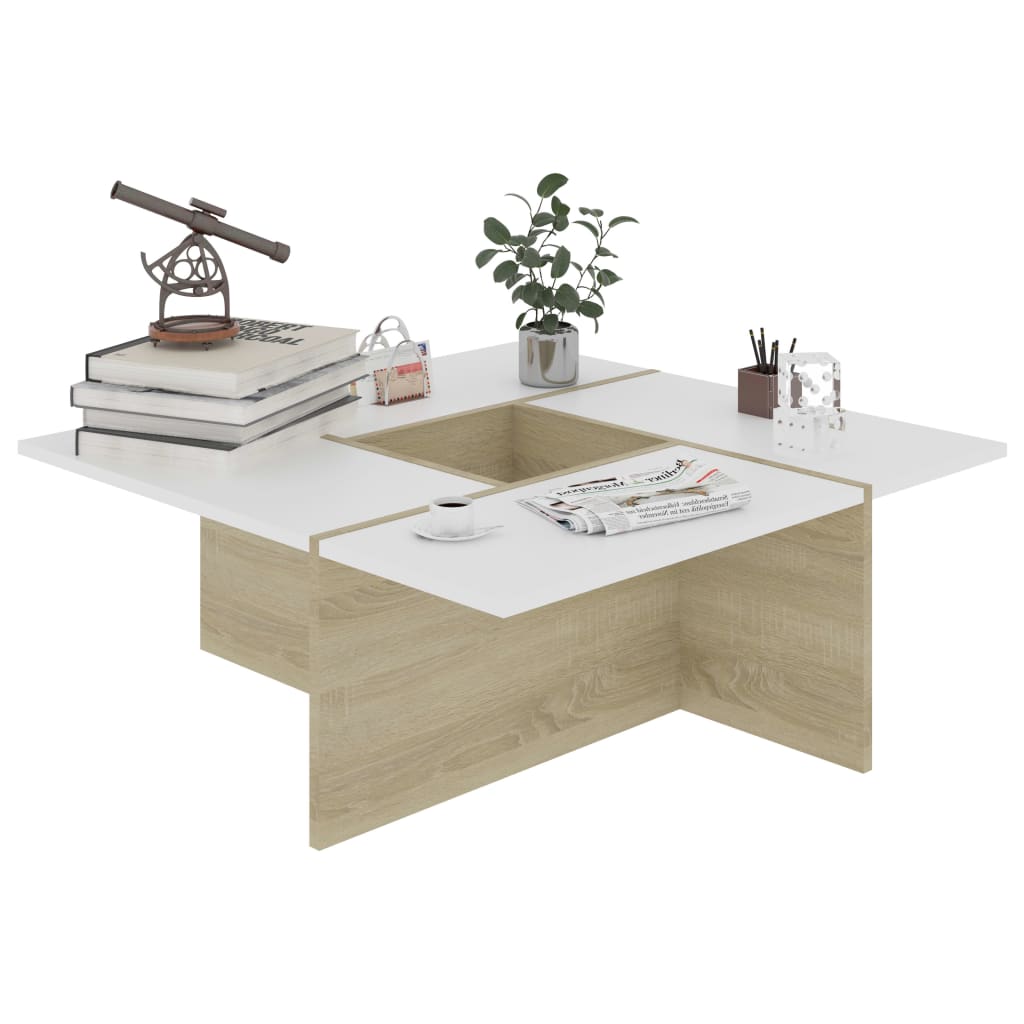 Salontafel 79,5x79,5x30 cm bewerkt hout hoogglans grijs