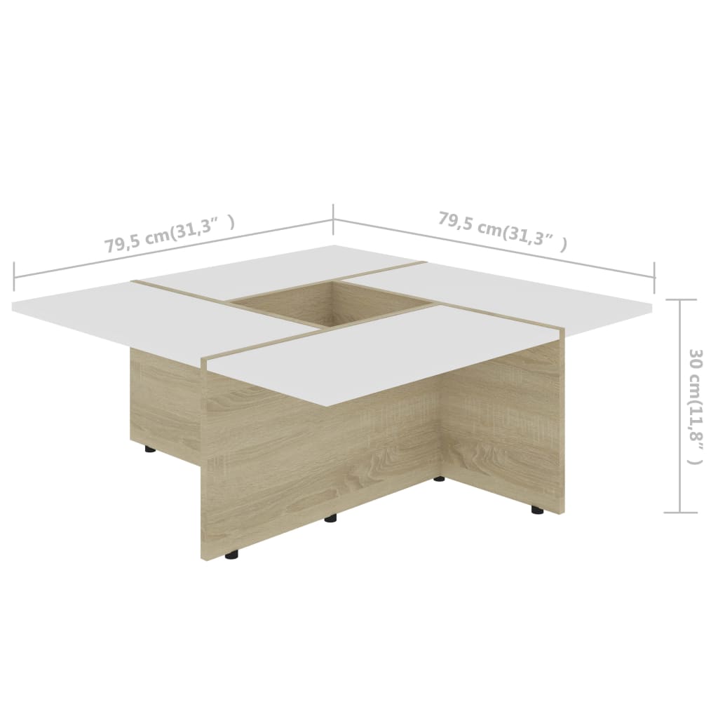 Table basse 79,5x79,5x30 cm bois fini gris brillant