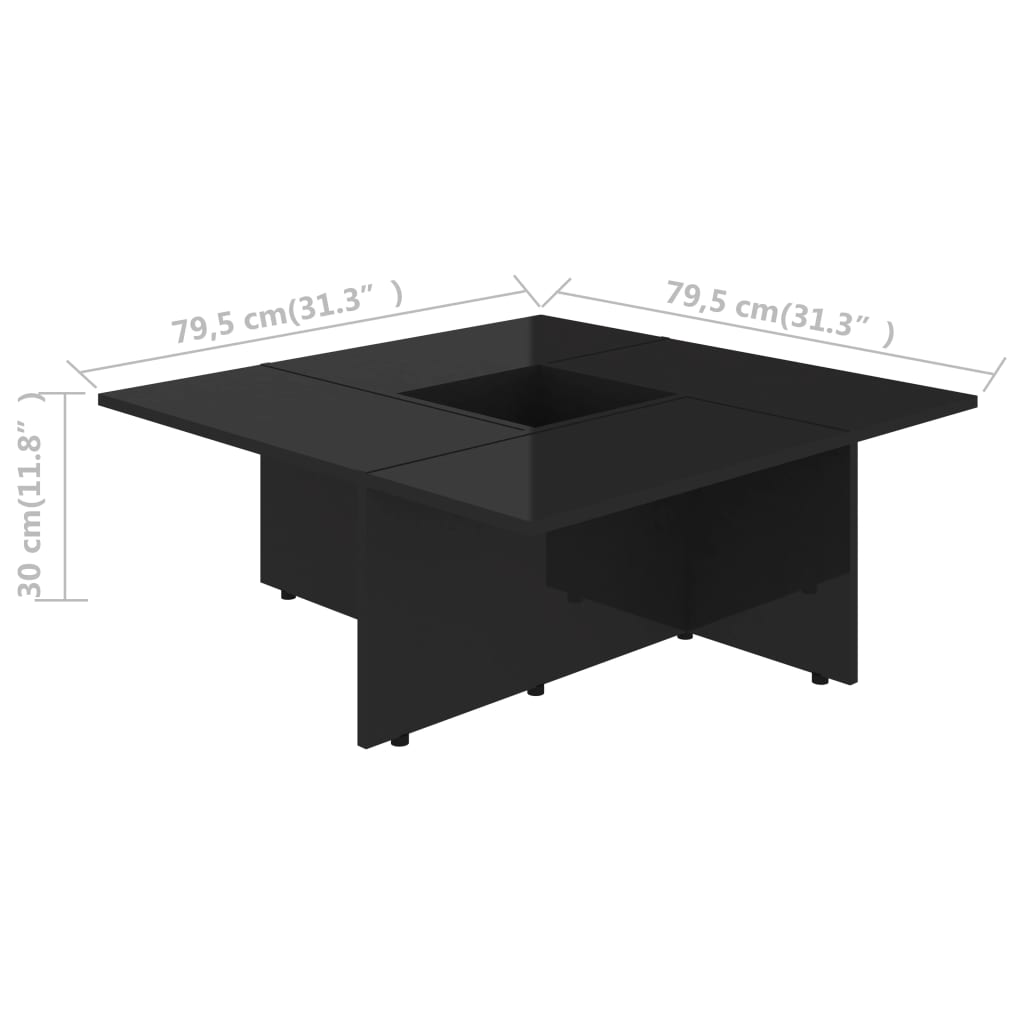 Salontafel 79,5x79,5x30 cm bewerkt hout hoogglans grijs