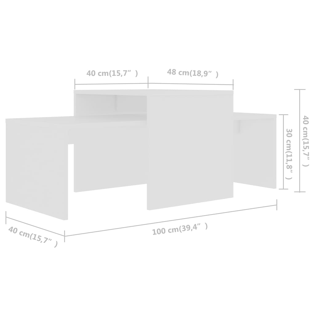 Salontafelset 100x48x40 cm bewerkt hout