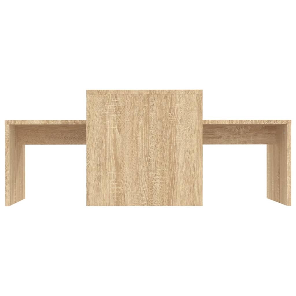 Salontafelset 100x48x40 cm bewerkt hout eikenkleurig