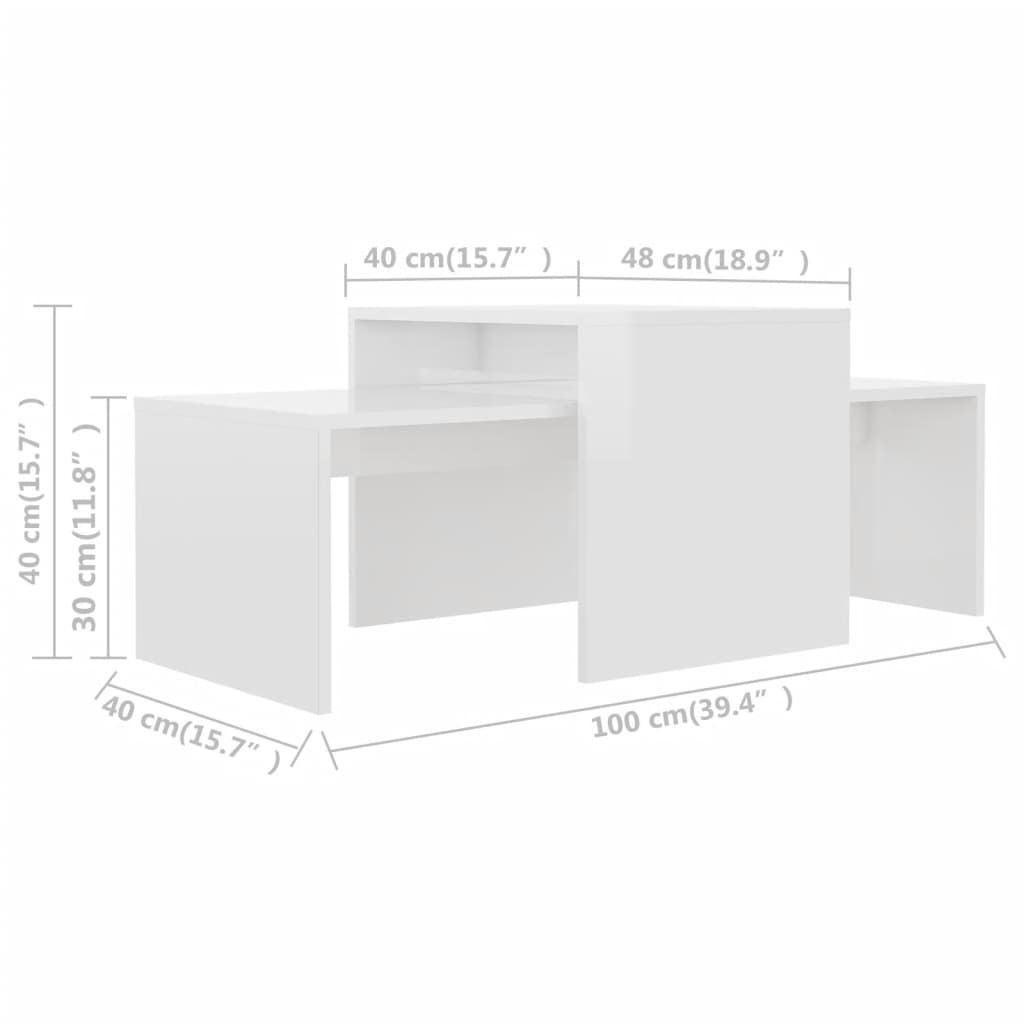 Ensemble table basse 100x48x40 cm en bois travaillé