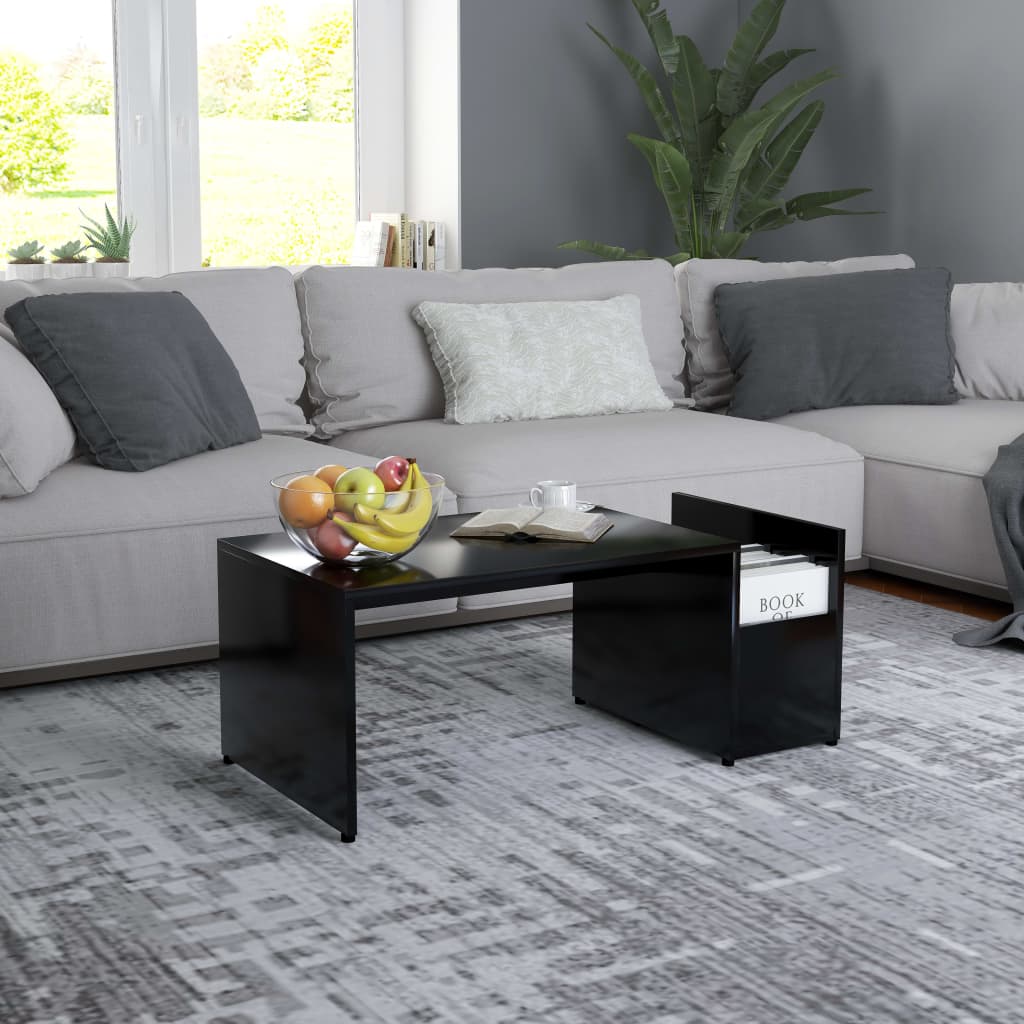 Table basse 90x45x35 cm finition bois gris brillant