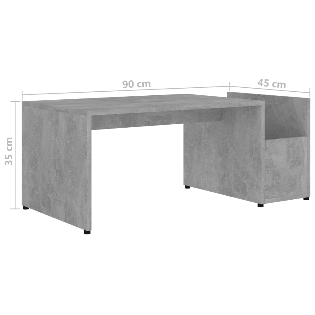 Table basse 90x45x35 cm finition bois gris brillant