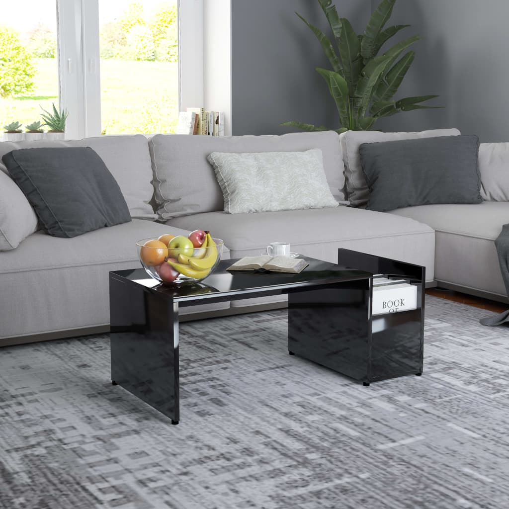 Table basse 90x45x35 cm finition bois gris brillant