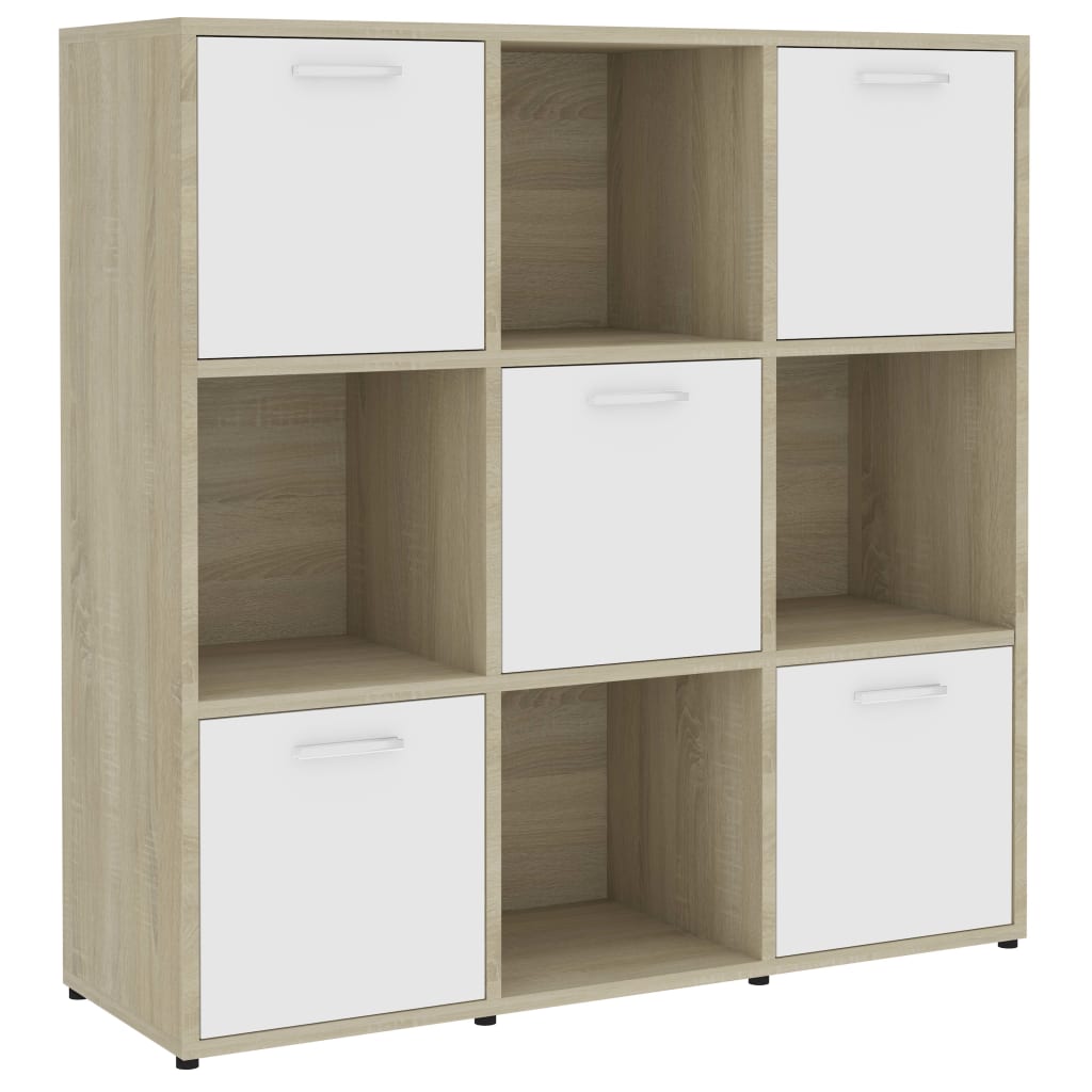 Boekenkast 90x30x90 cm bewerkt hout eikenkleurig