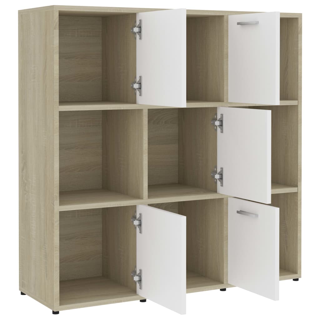 Boekenkast 90x30x90 cm bewerkt hout eikenkleurig