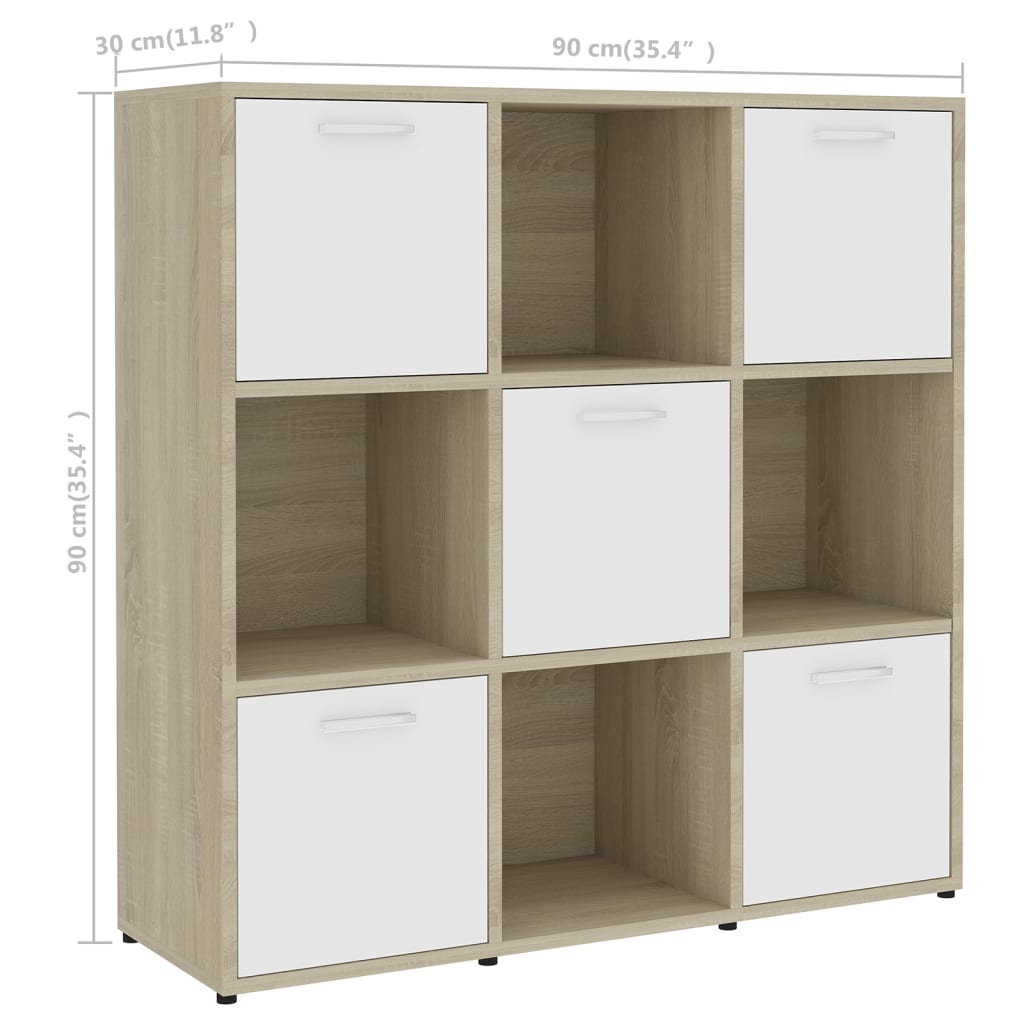 Boekenkast 90x30x90 cm bewerkt hout eikenkleurig